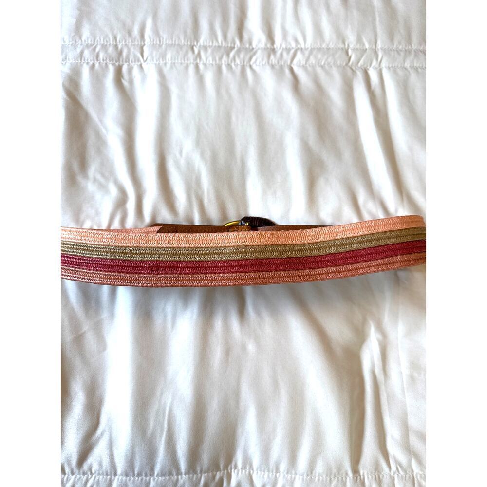 Fossil Stretch Wrap Buckle Red Multicolored Stripes Belt Sz L NWT Leather Boho - Picture 5 of 7